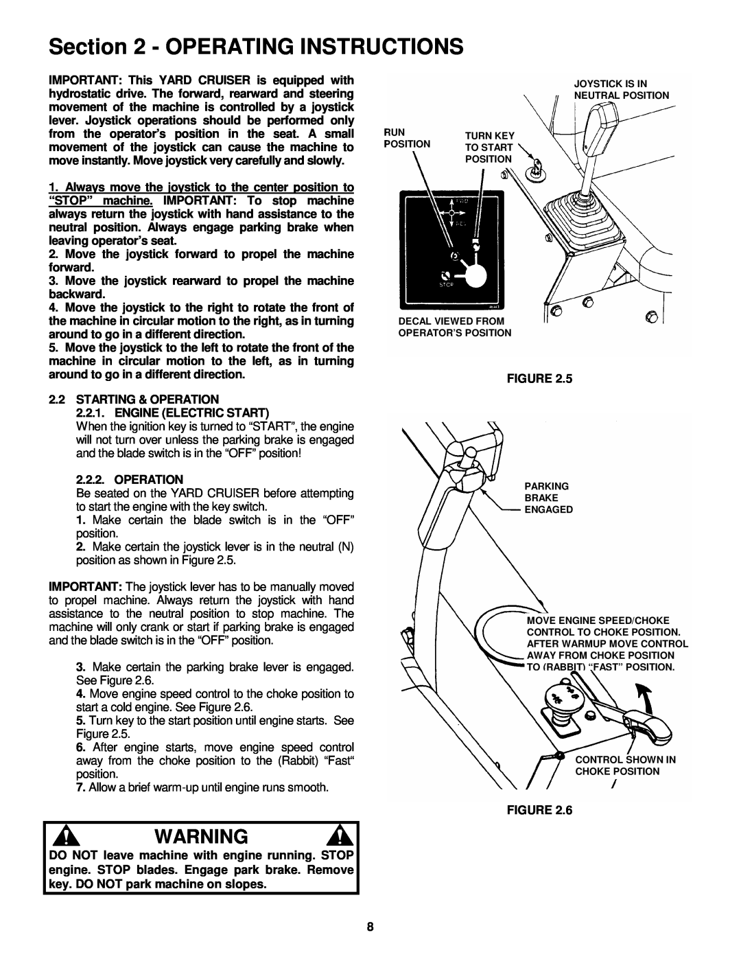 Snapper YZ15384BVE, YZ15334BVE Operating Instructions, Move the joystick forward to propel the machine forward 
