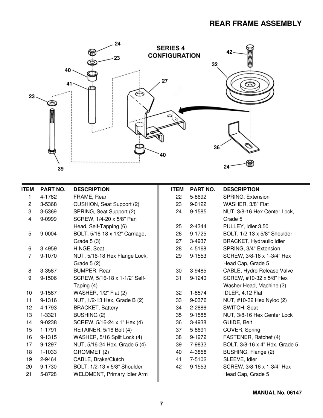 Snapper YZ145383BVE, YZ15384BVE, YZ145333BVE, YZ15334BVE manual SPRING, Extension 