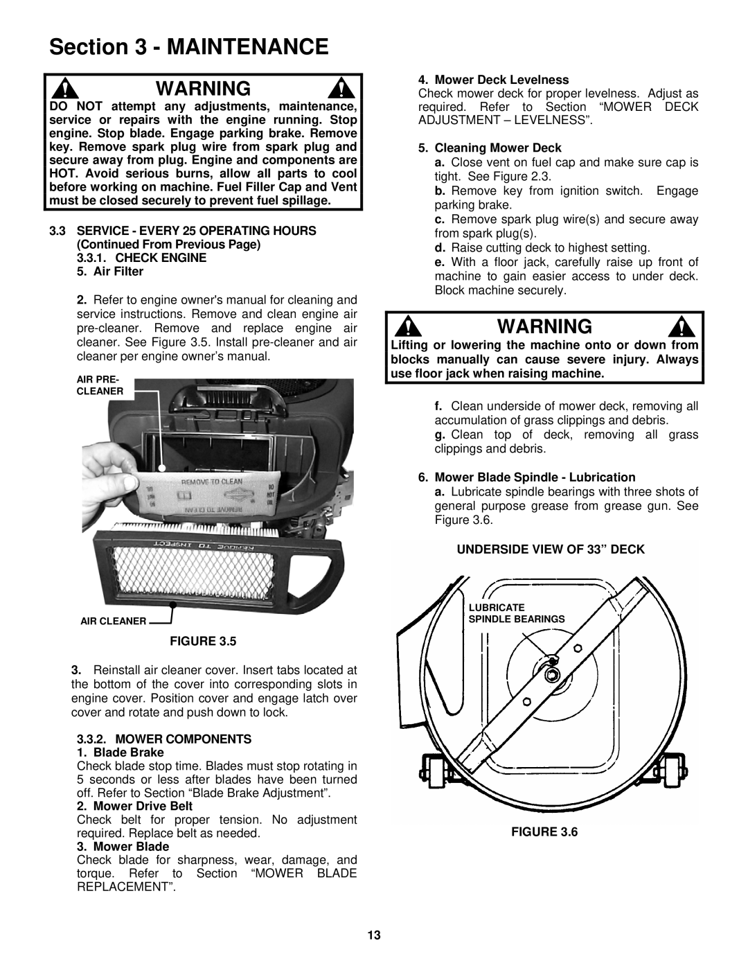 Snapper YZ18336BVE, YZ18386BVE, YZ18386BVE, YZ18386BVE Check Engine, Mower Components, Underside View of 33 Deck 