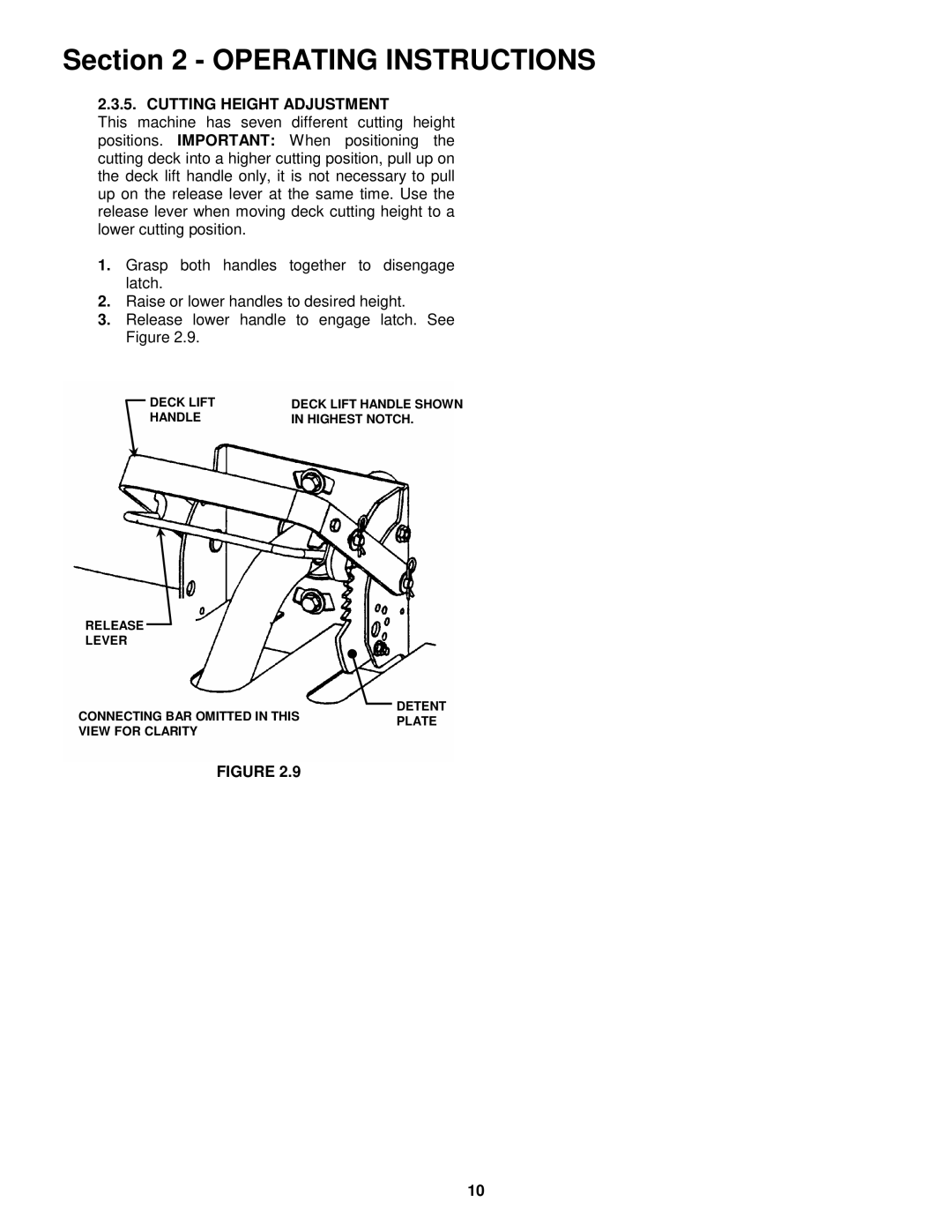 Snapper YZ16424BVE, YZ20484BVE, YZ20484BVE, YZ16424BVE important safety instructions Cutting Height Adjustment 