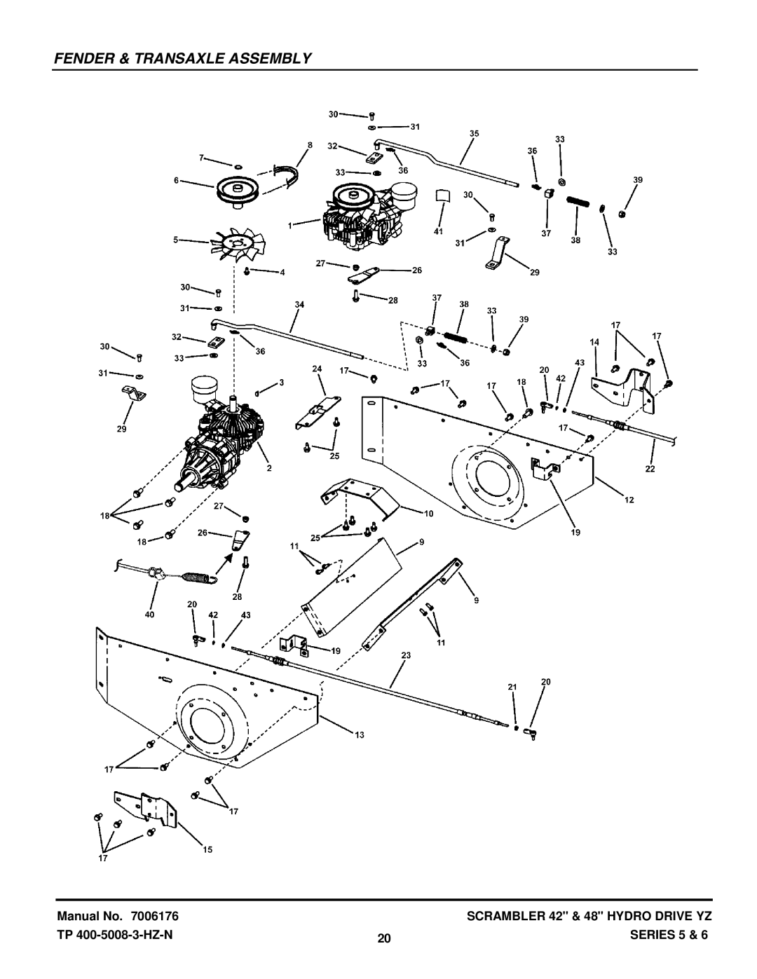 Snapper YZ20485BVE, YZ18426BVE, YZ18425BVE, YZ20486BVE manual Fender & Transaxle Assembly 