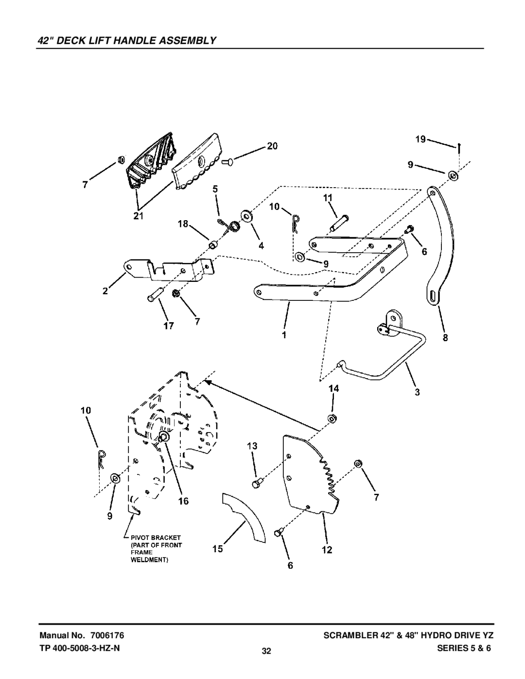 Snapper YZ20485BVE, YZ18426BVE, YZ18425BVE, YZ20486BVE manual Deck Lift Handle Assembly 