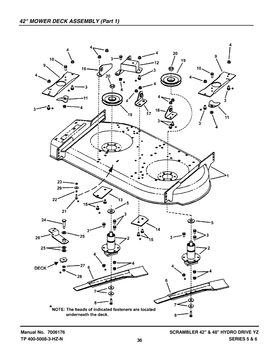 Snapper YZ20485BVE, YZ18426BVE, YZ18425BVE, YZ20486BVE manual Mower Deck Assembly Part 