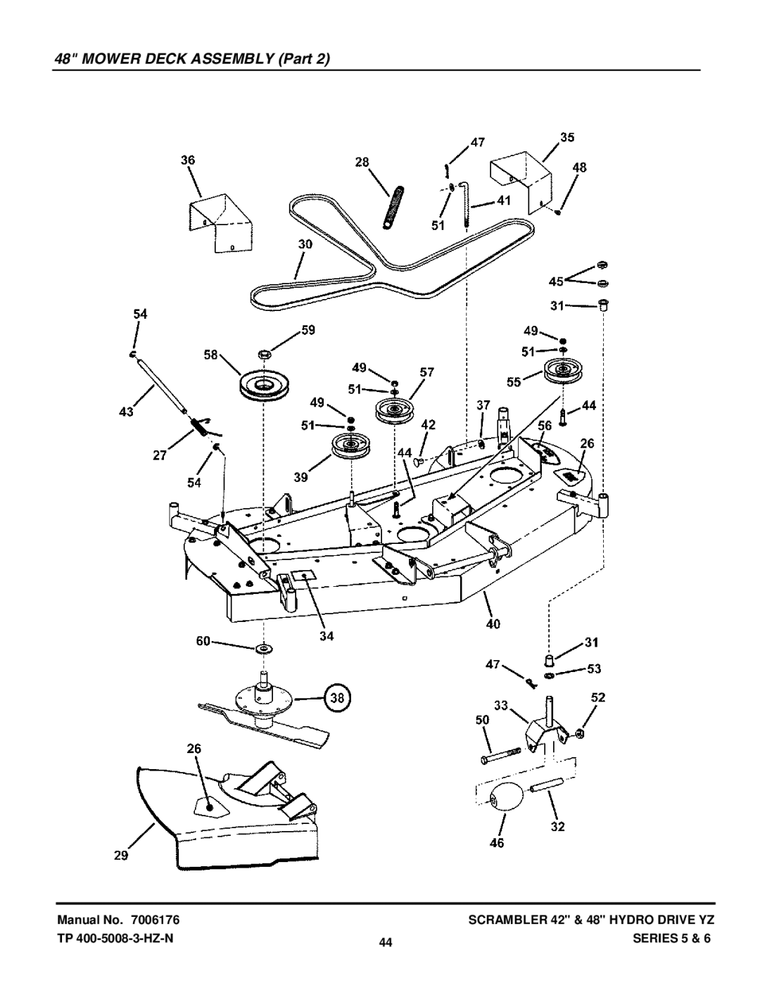 Snapper YZ20485BVE, YZ18426BVE, YZ18425BVE, YZ20486BVE manual Mower Deck Assembly Part 