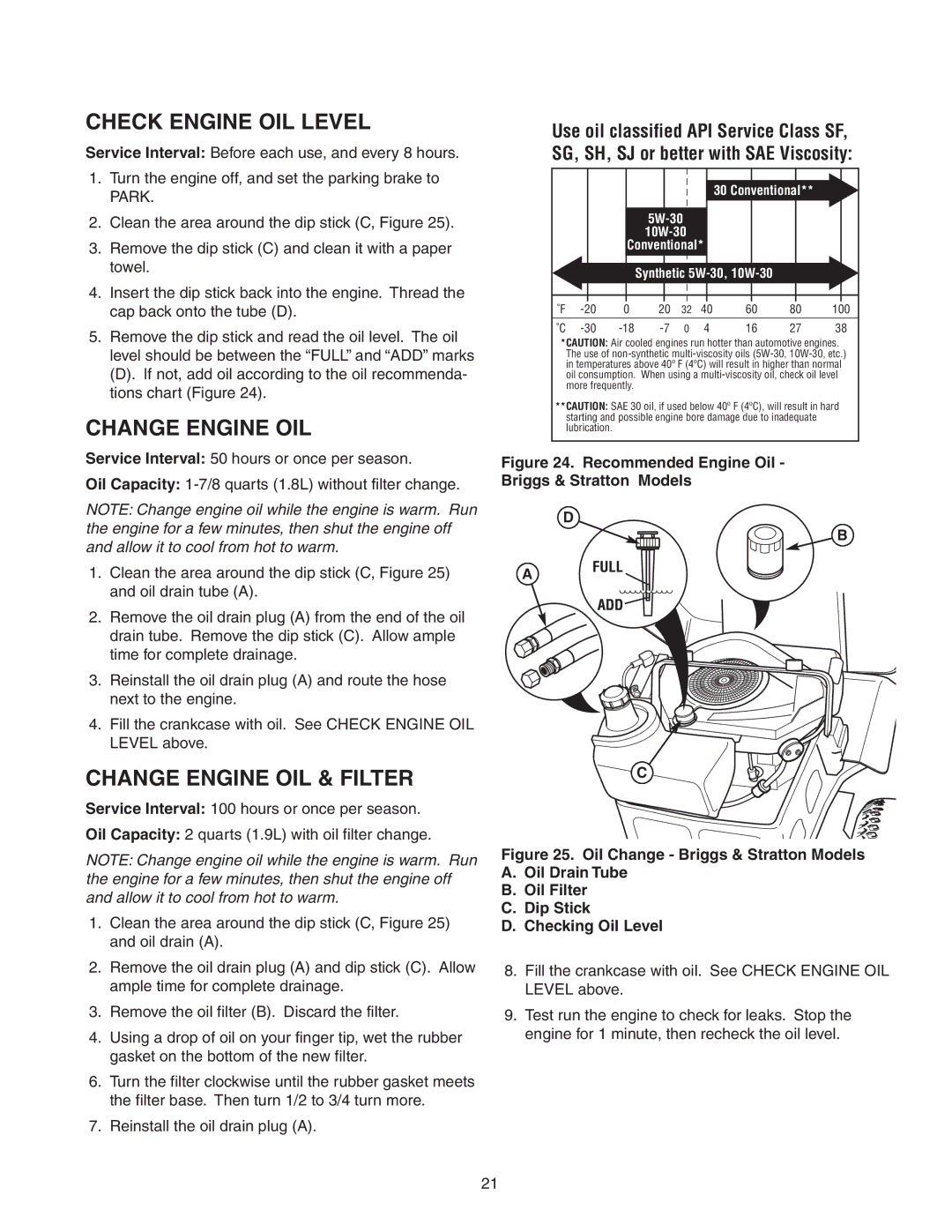 Snapper Z-Mow / 150Z manual Check Engine OIL Level, Change Engine OIL & Filter 