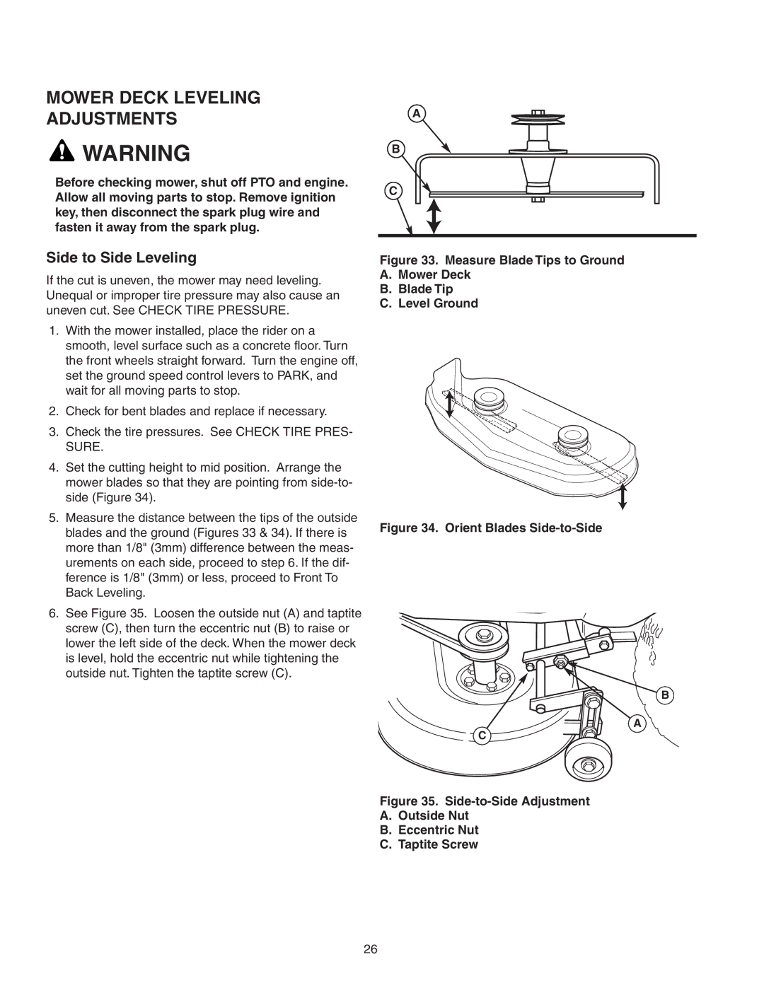 Snapper Z-Mow / 150Z manual Mower Deck Leveling Adjustments, Side to Side Leveling 