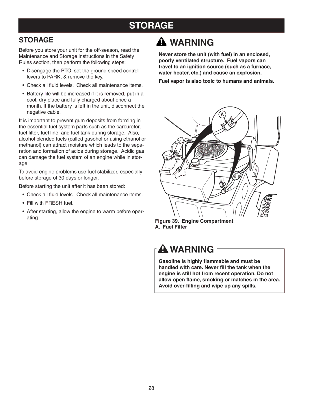 Snapper Z-Mow / 150Z manual Storage 