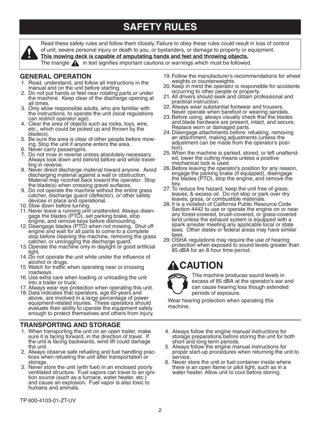 Snapper Z-Mow / 150Z manual Safety Rules, General Operation 