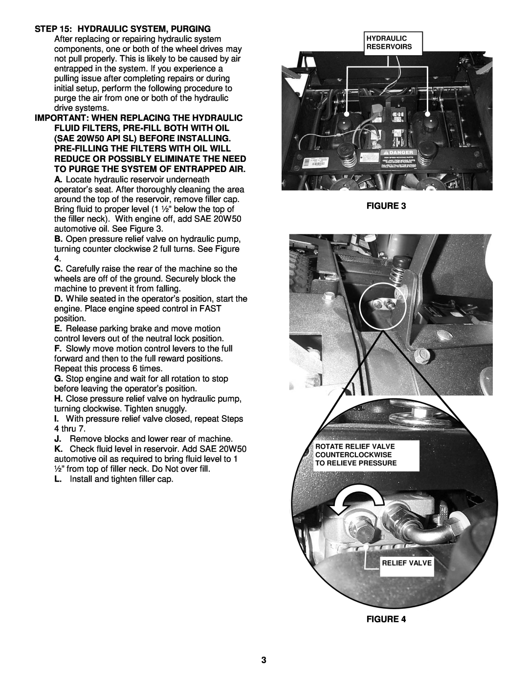 Snapper Z-rider owner manual Hydraulic System, Purging 