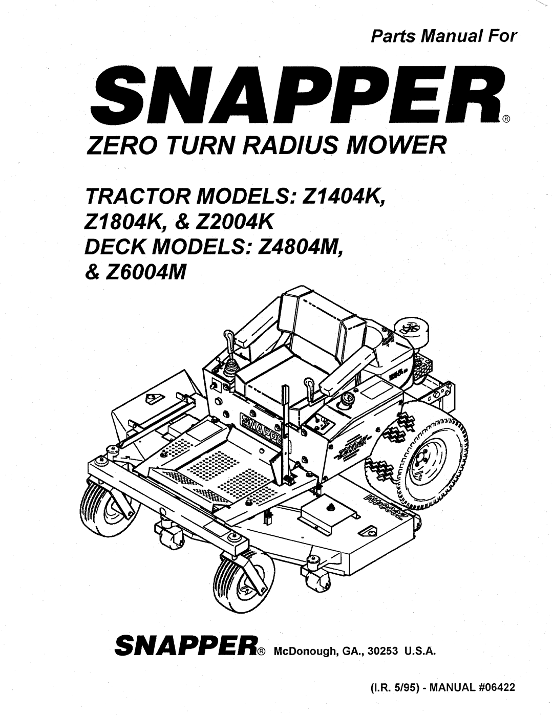 Snapper z4804m, Z6004M manual 