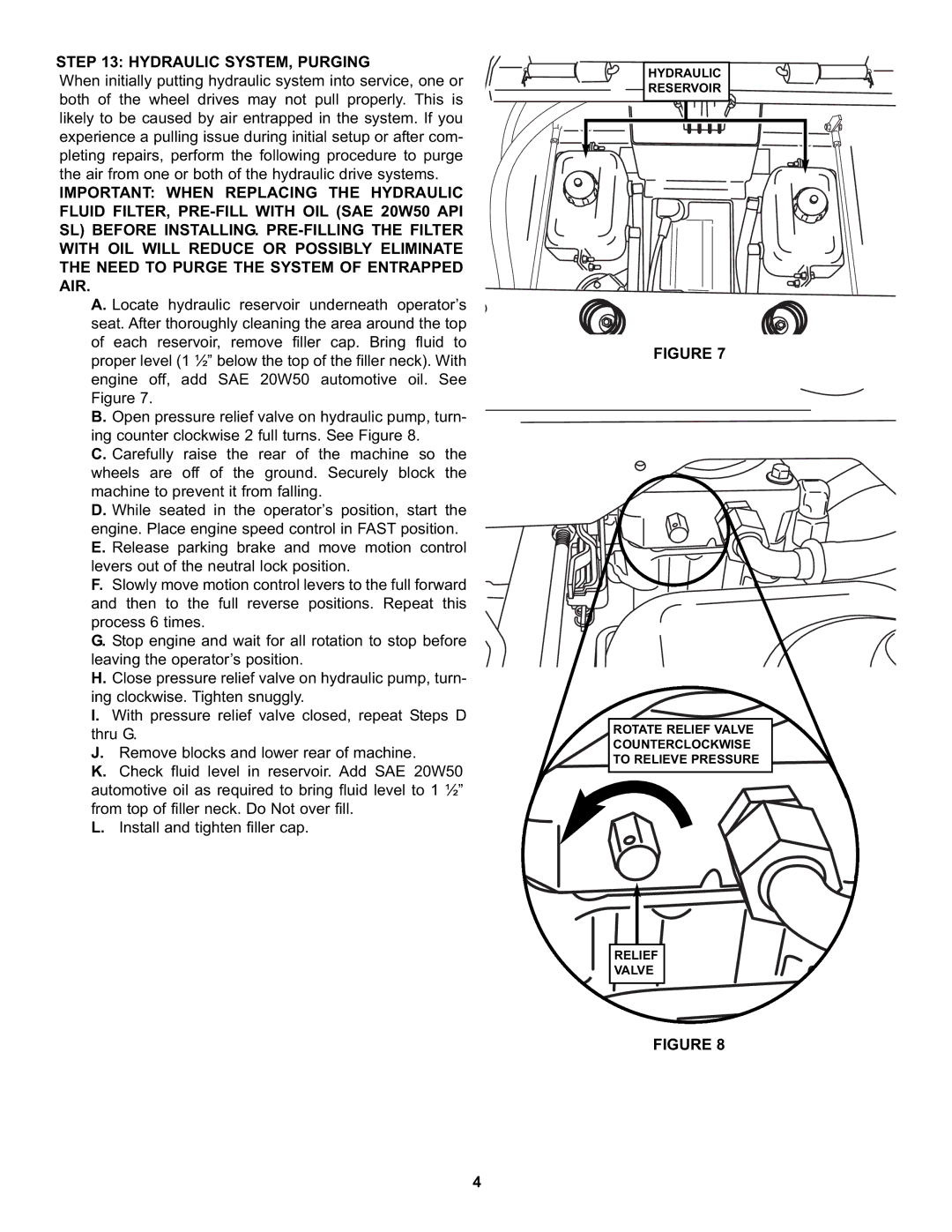 Snapper Zero Turning Z-Riding manual Hydraulic SYSTEM, Purging 