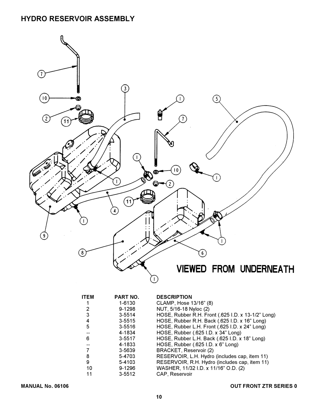 Snapper ZF2500KH, ZF2200K manual Hydro Reservoir Assembly 