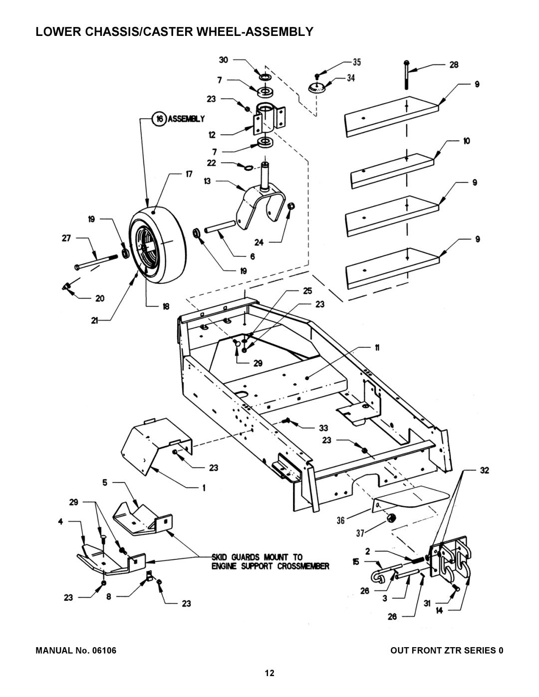 Snapper ZF2500KH, ZF2200K manual Lower CHASSIS/CASTER WHEEL-ASSEMBLY 