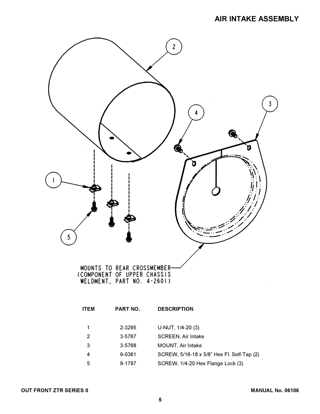 Snapper ZF2200K, ZF2500KH manual AIR Intake Assembly 