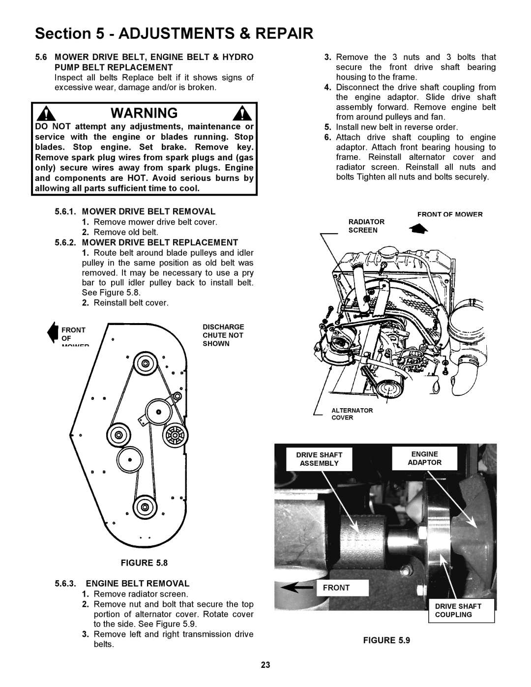 Snapper ZF2301GKU, ZF5201M, ZF6101M Mower Drive BELT, Engine Belt & Hydro Pump Belt Replacement, Mower Drive Belt Removal 