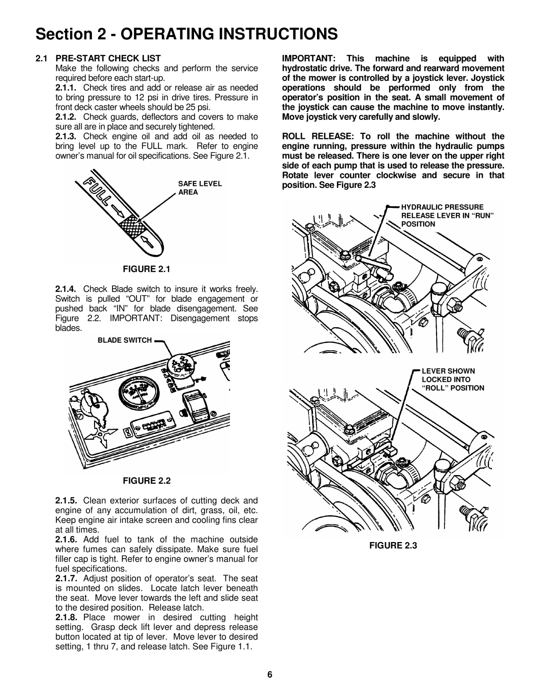 Snapper ZM2500K, ZM2200K, ZM2200KU, ZM2500KH, MZM2200KH ZM522M, ZM6100M Operating Instructions, PRE-START Check List 