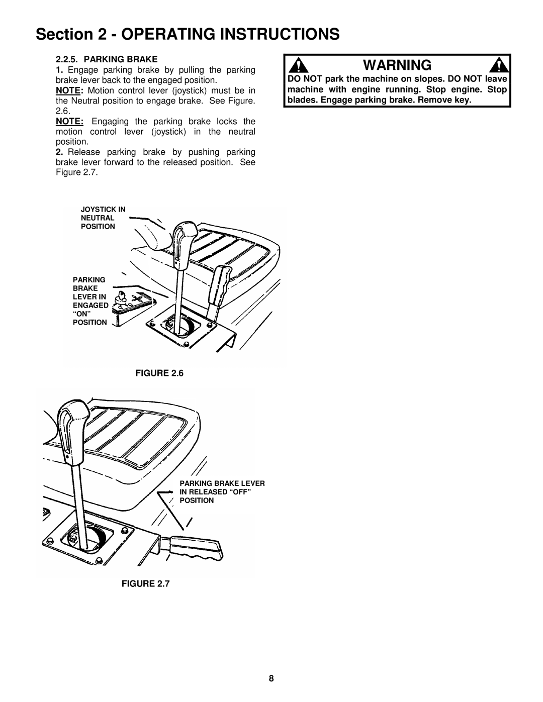 Snapper ZM2500K, ZM2200K, ZM2200KU, ZM2500KH, MZM2200KH ZM522M, ZM6100M important safety instructions Parking Brake 