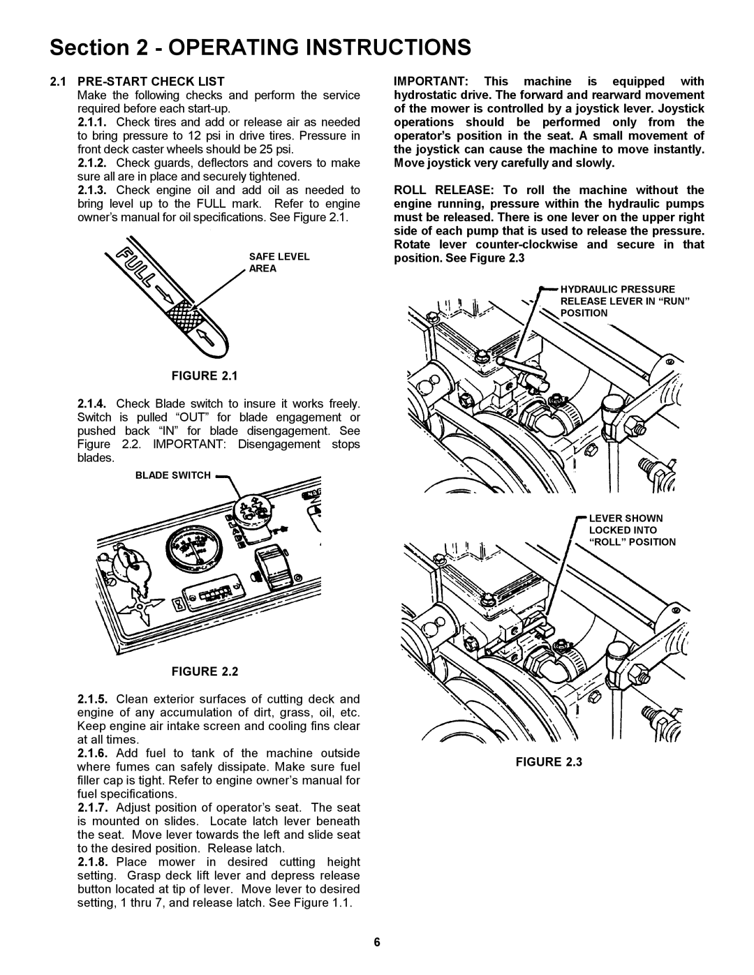 Snapper ZM6100M, ZM2501KH, ZM5200M, ZM2501KH, ZM5201M, ZM6101M Operating Instructions, PRE-START Check List 