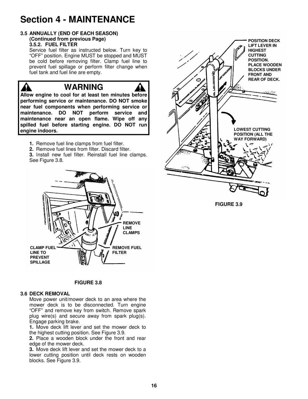 Snapper ZM6101M, ZM2501KH, ZM5201M, ZM5201M, ZM5201M, ZM6101M important safety instructions Deck Removal 