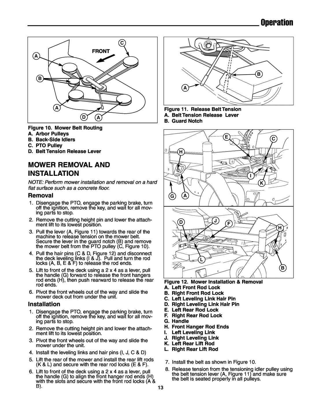 Snapper ZT18441KHC, ZT20501BV, ZT19441KWV important safety instructions Mower Removal And Installation, Operation 