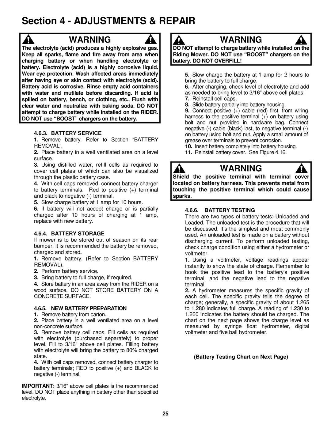 Snapper WM301021BE, M250821BE, M280921B, M281021BE, M300921B, M301021BE, WM280921B Battery Service, Battery Storage 