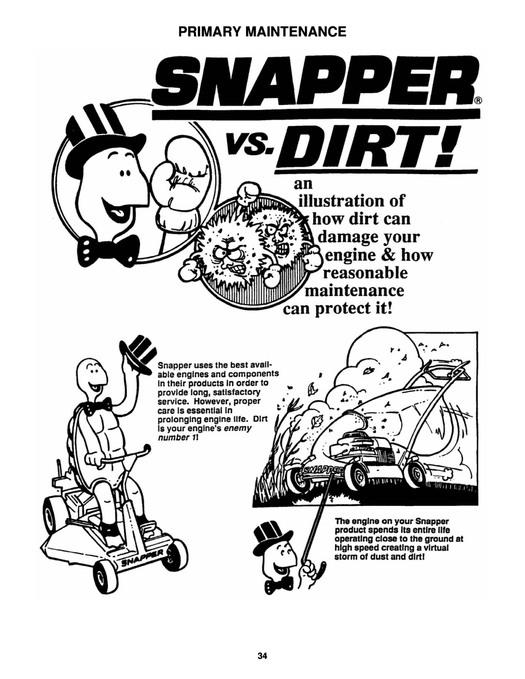 Snapper important safety instructions Primary Maintenance 