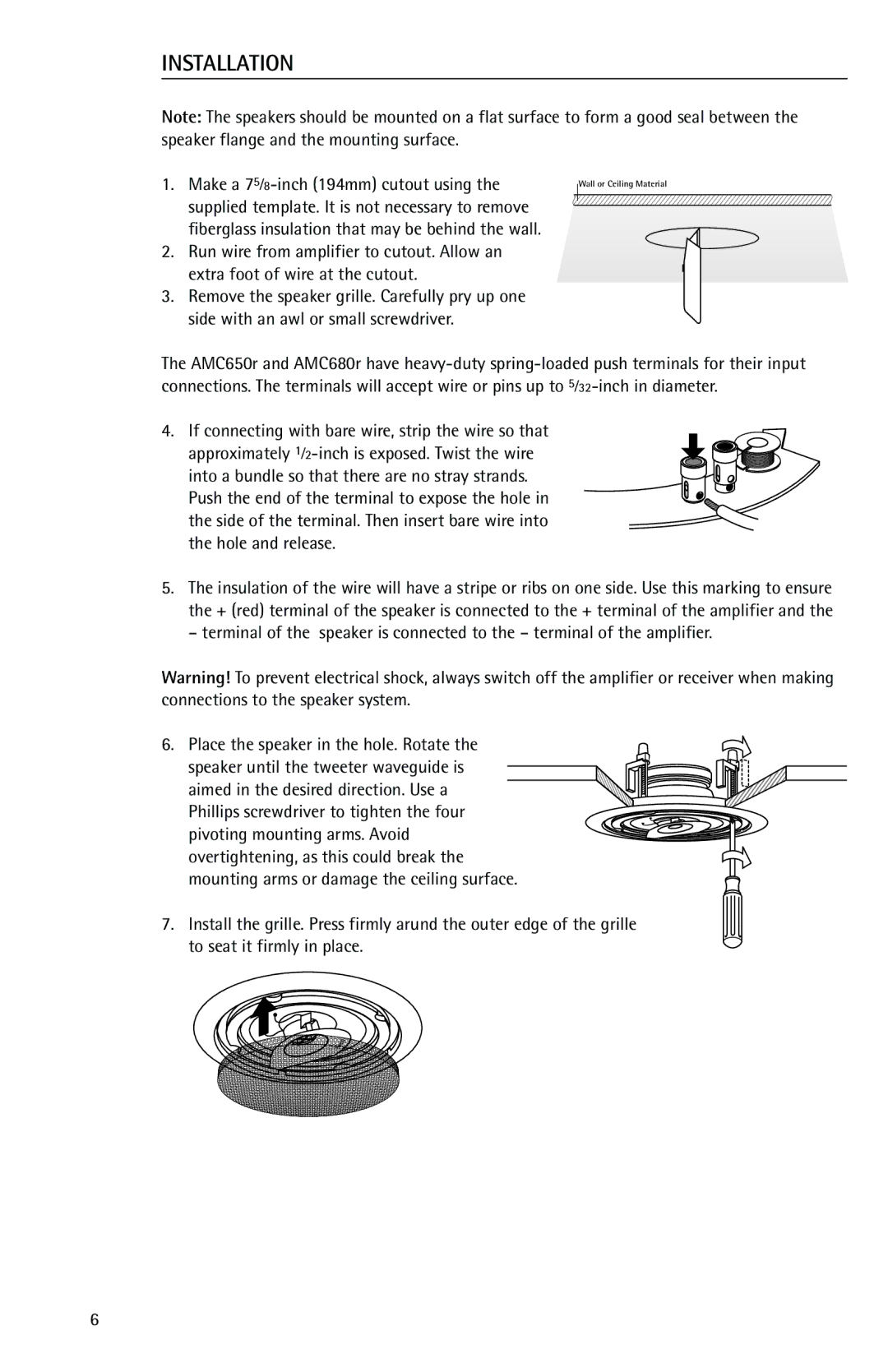 Snell Acoustics 650r, 680r owner manual Installation 