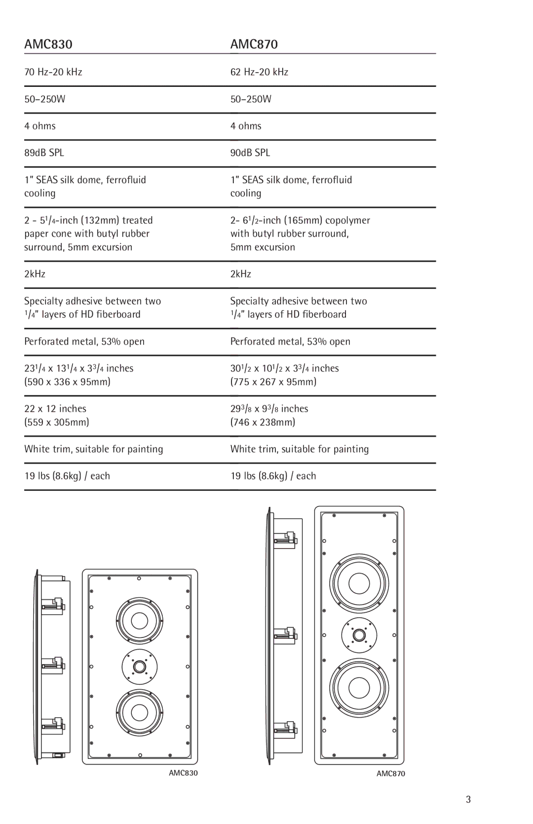 Snell Acoustics 730 770 830 870 owner manual AMC830 AMC870 