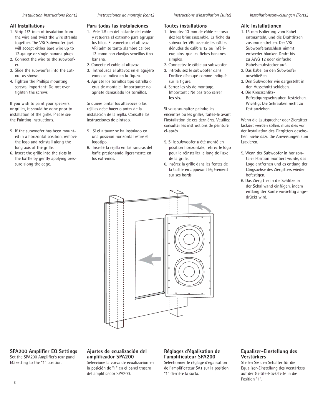 Snell Acoustics AMC Sub 88 All Installations, Para todas las instalaciones, Toutes installations, Alle Installationen 