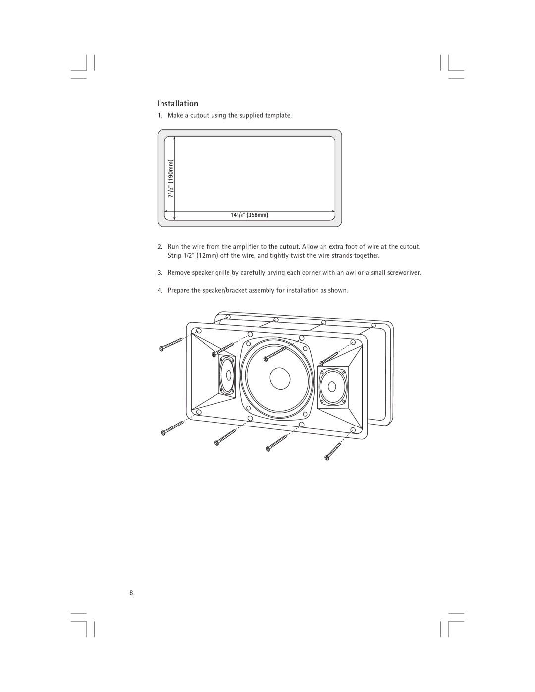 Snell Acoustics AMC550mp owner manual Installation 