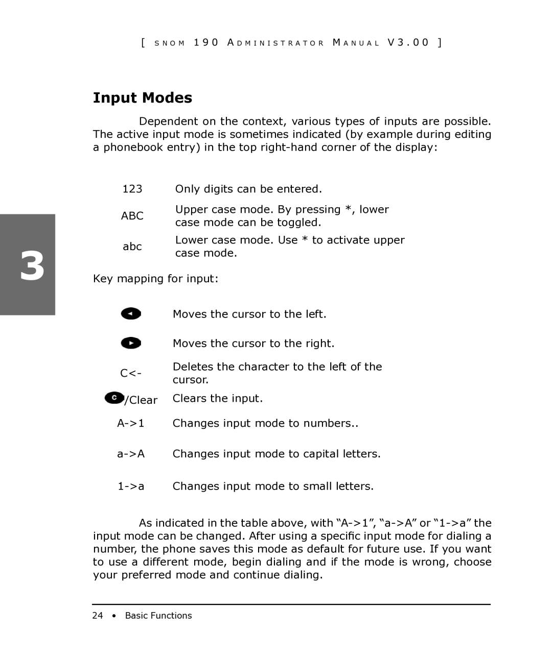 Snom 190 manual Input Modes, Abc 