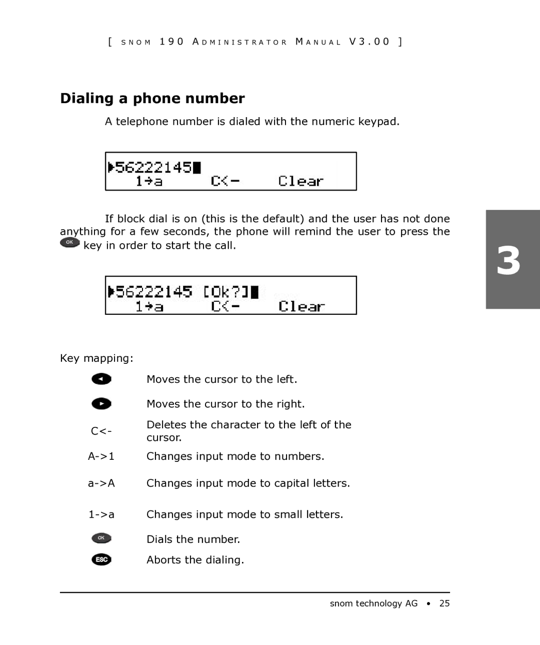 Snom 190 manual Dialing a phone number 