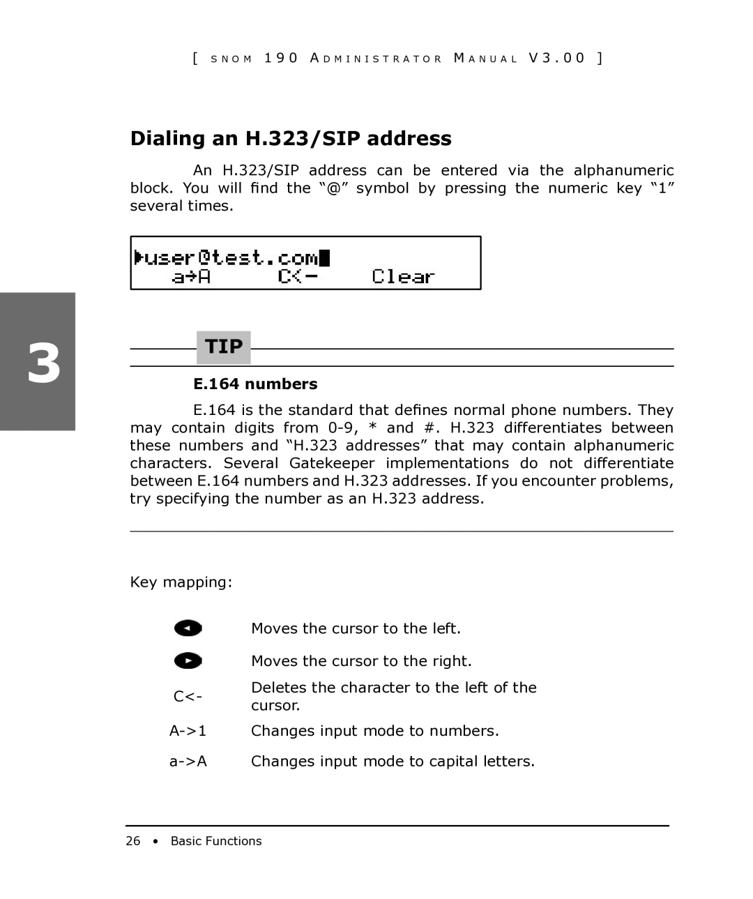 Snom 190 manual Dialing an H.323/SIP address, Numbers 