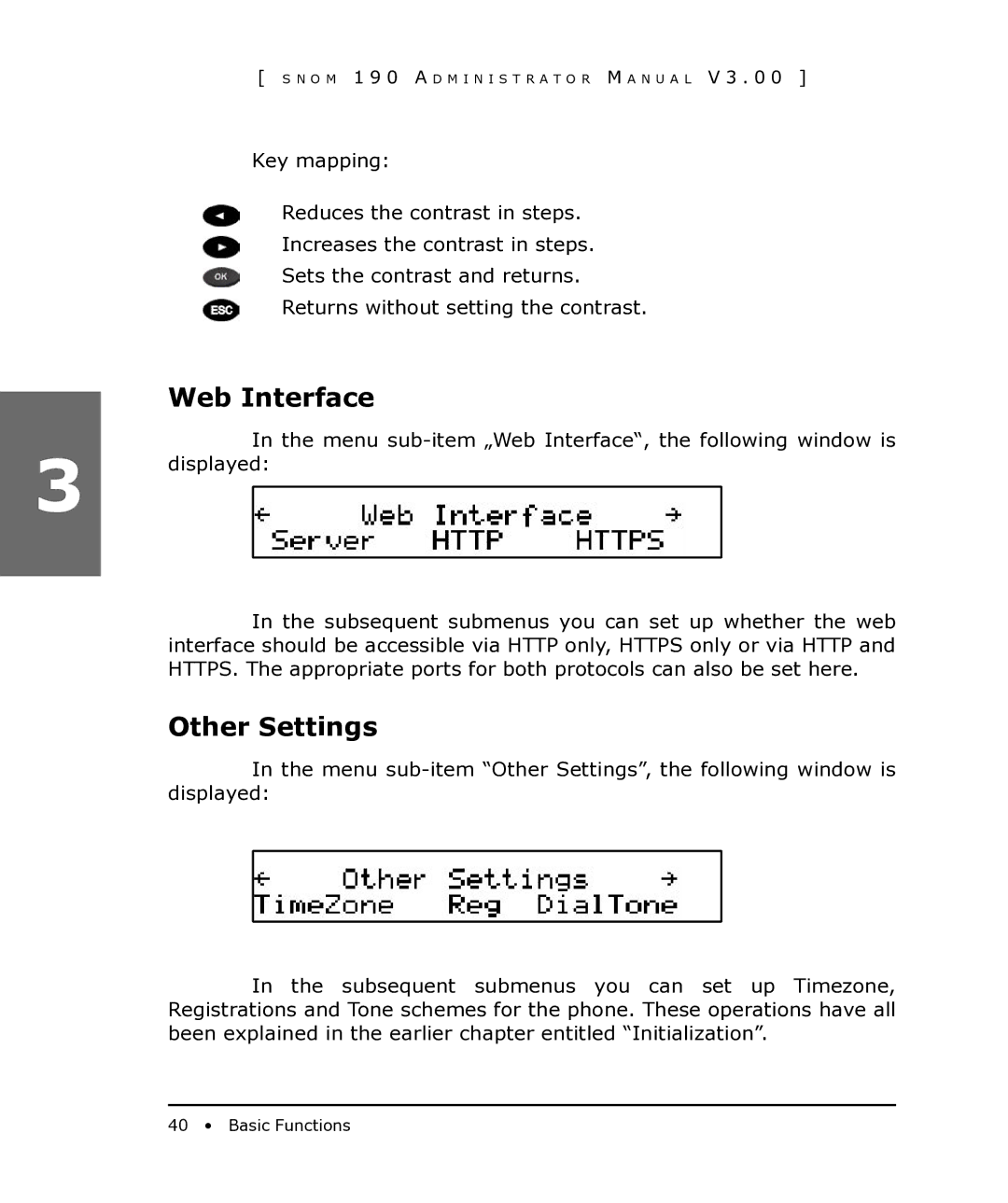 Snom 190 manual Web Interface, Other Settings 