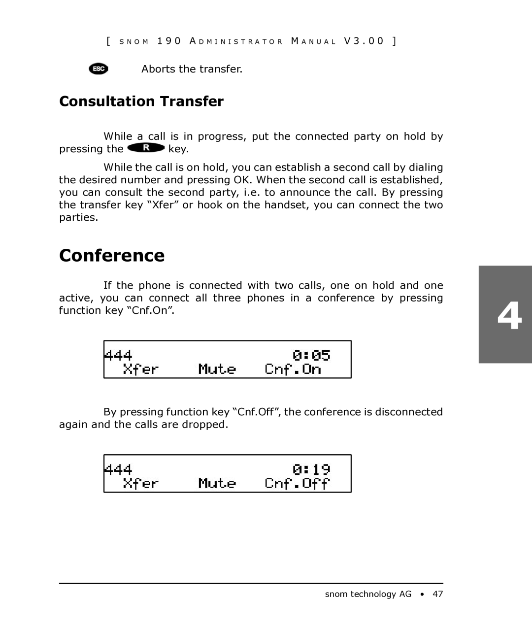 Snom 190 manual Conference, Consultation Transfer 