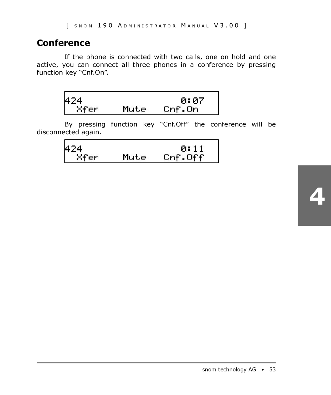 Snom 190 manual Conference 