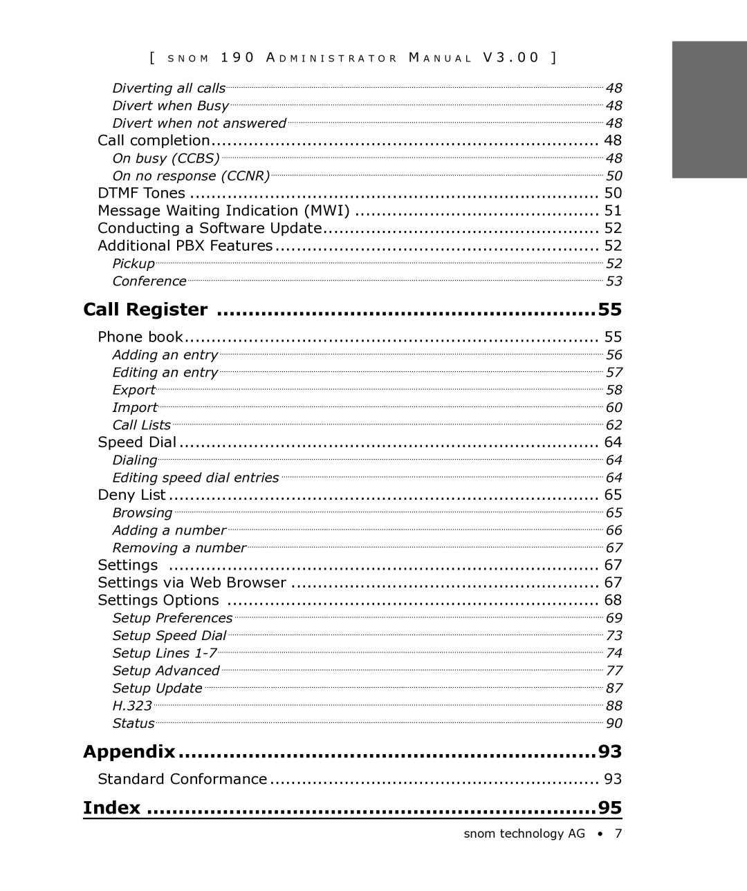 Snom 190 manual Appendix 