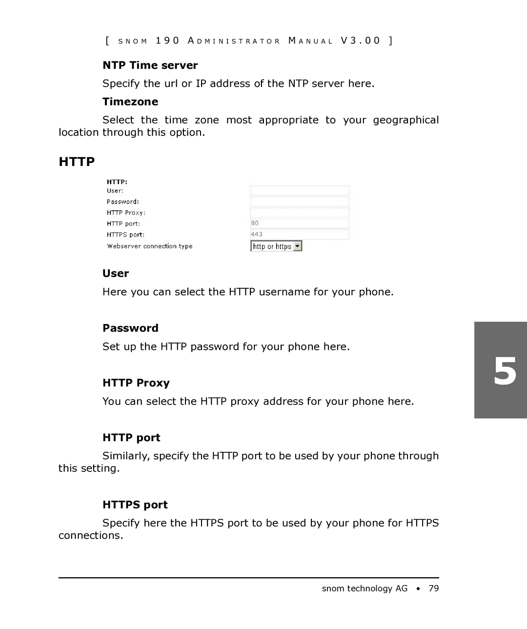 Snom 190 manual Http 