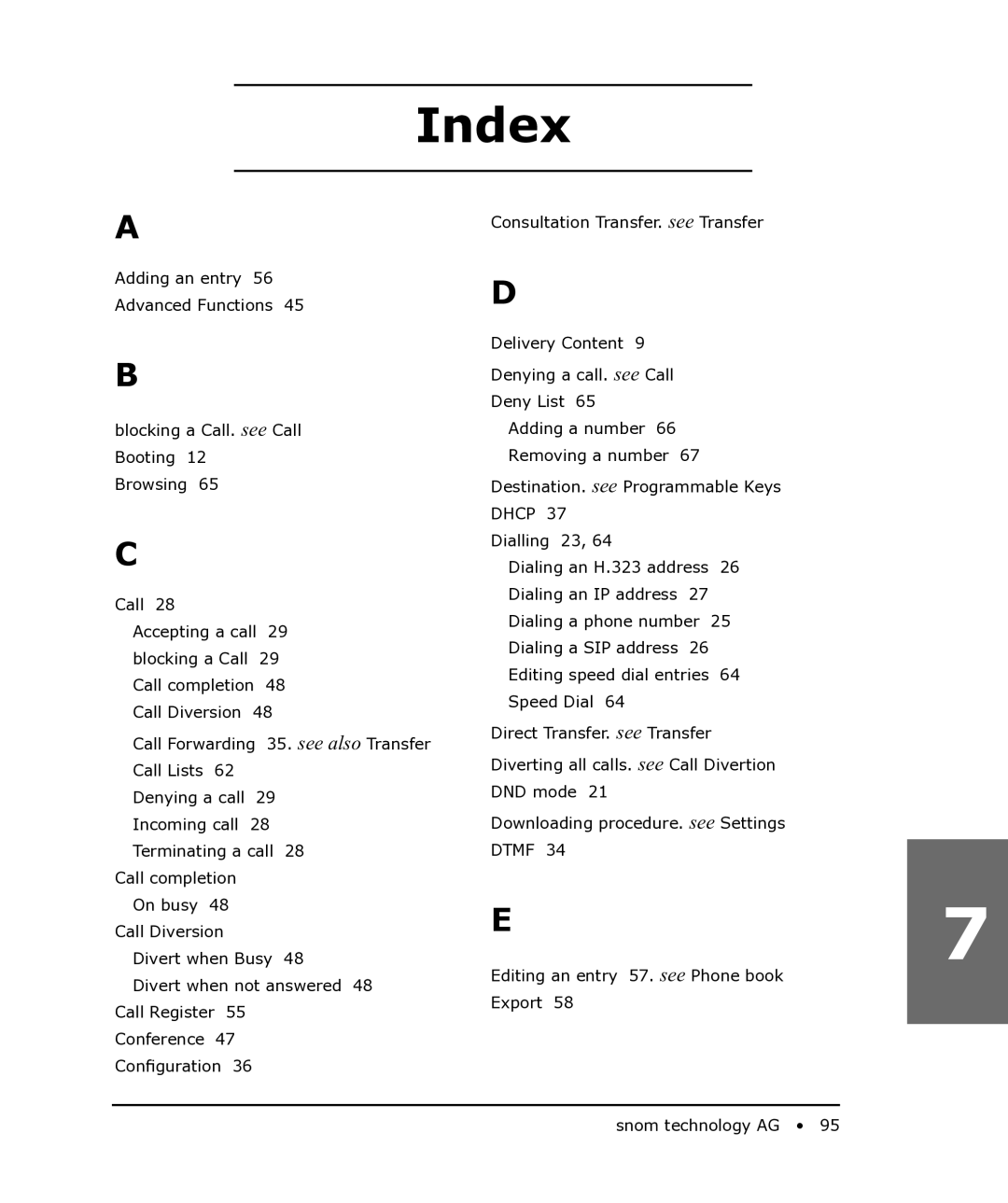 Snom 190 manual Index, Dhcp 