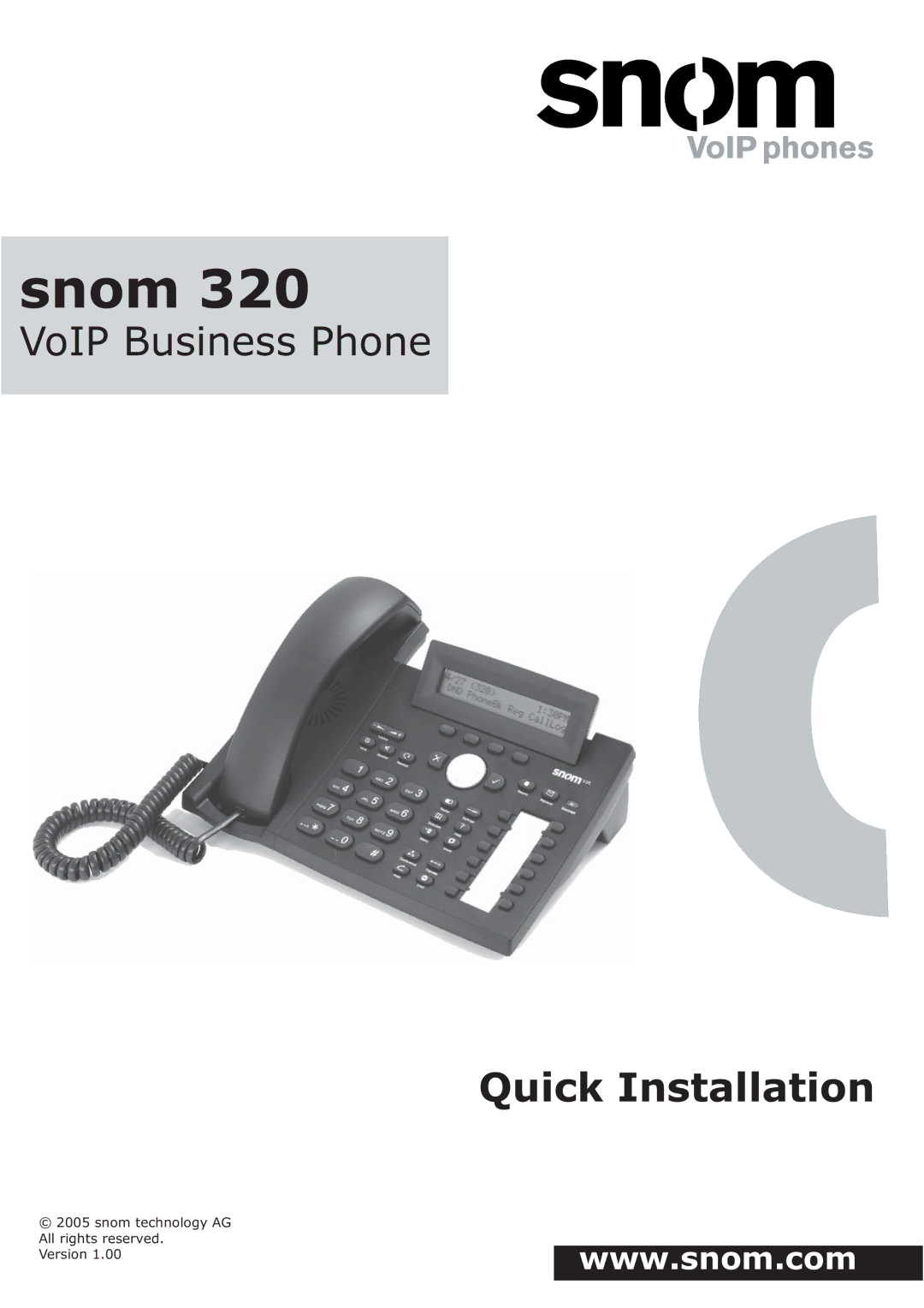 Snom 320 manual Snom, Quick Installation 