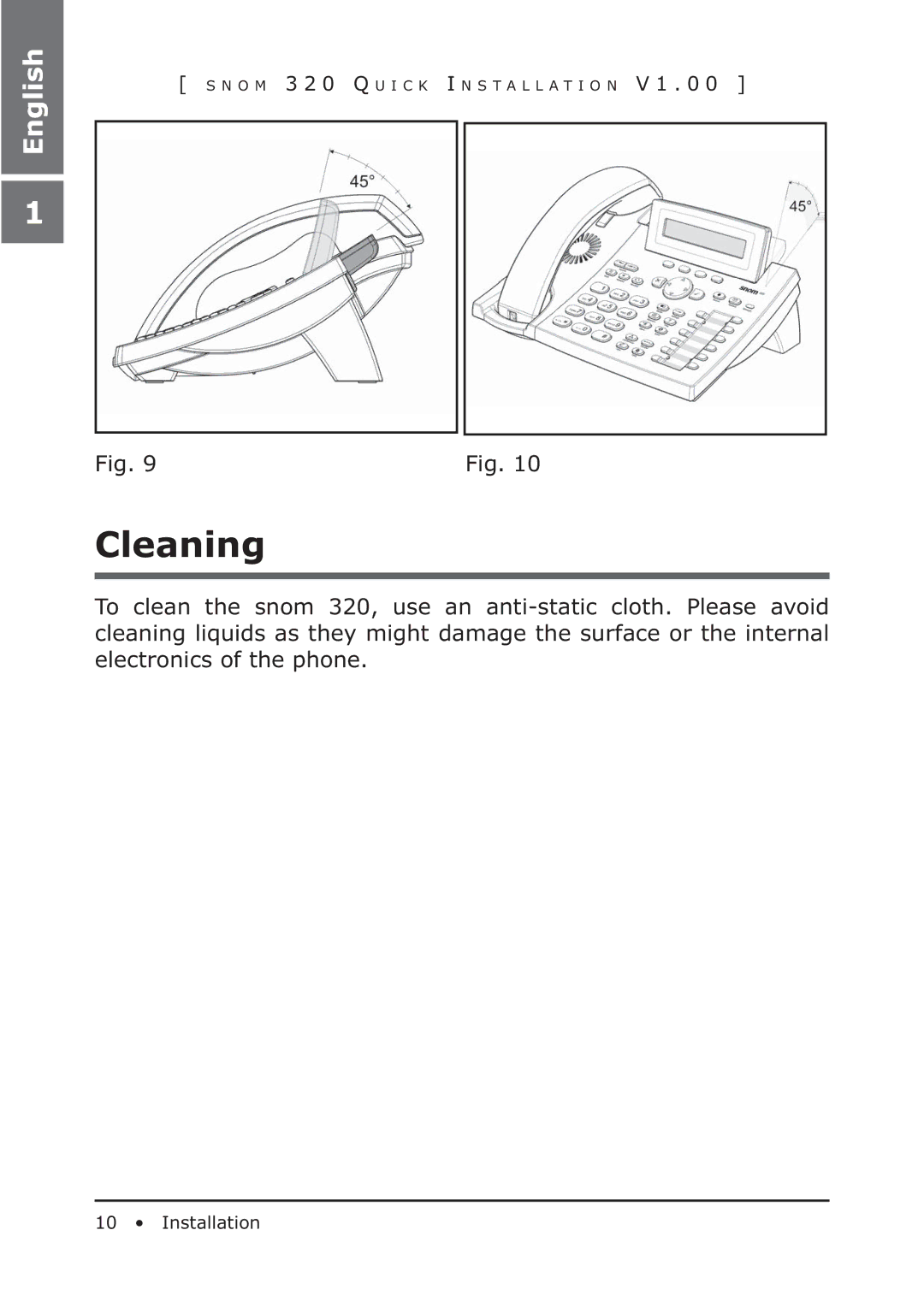 Snom 320 manual Cleaning 