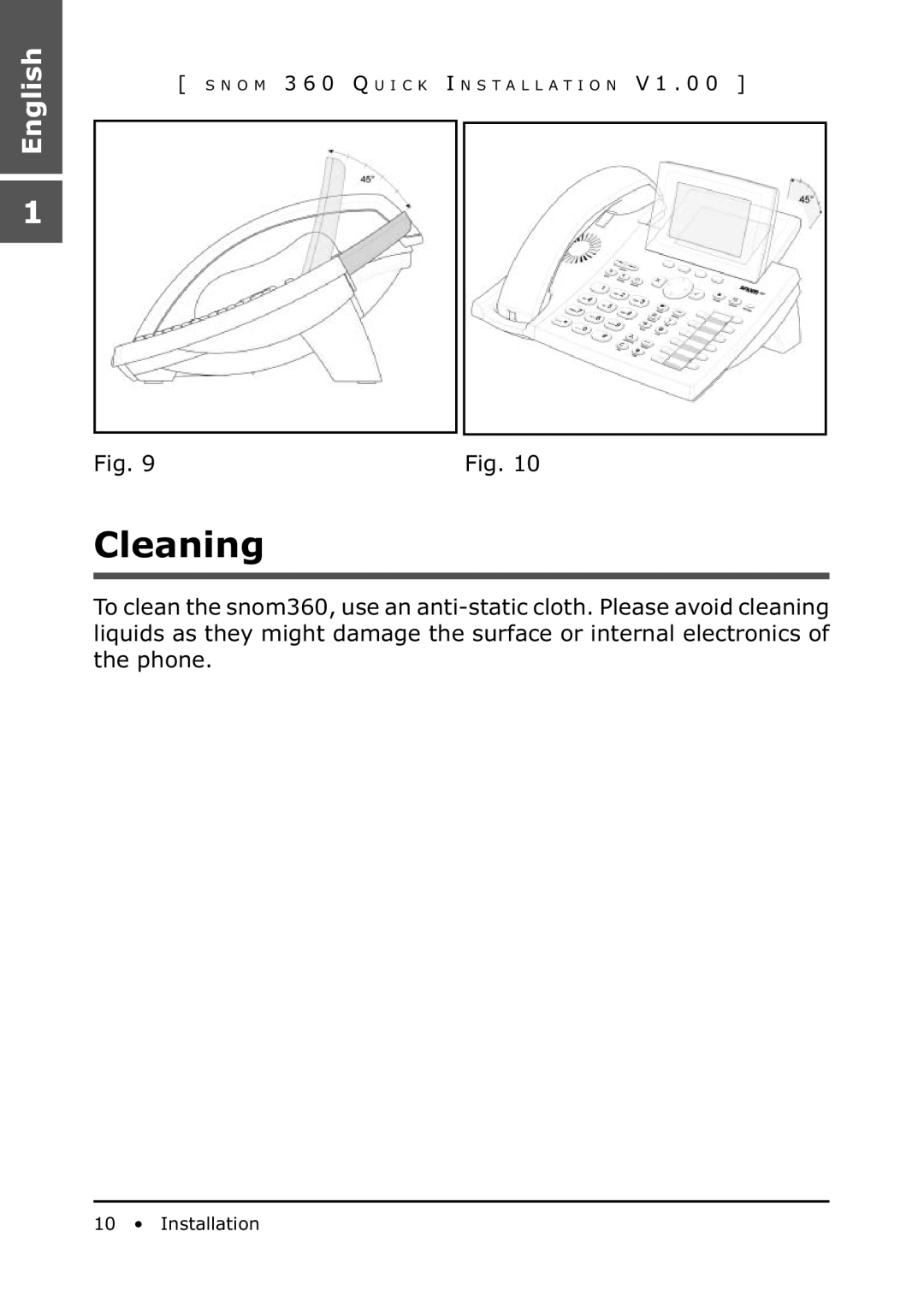 Snom 360 manual Cleaning 