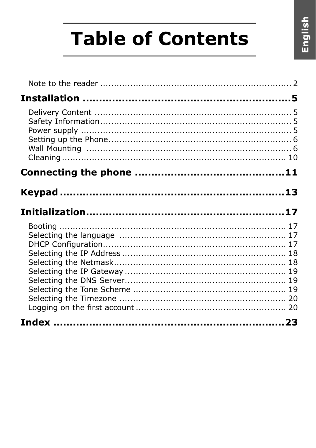 Snom 360 manual Table of Contents 