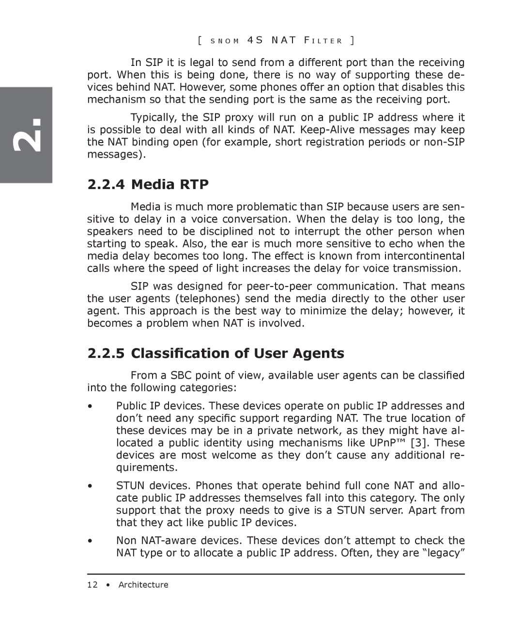 Snom 4S manual Media RTP, Classiﬁcation of User Agents 