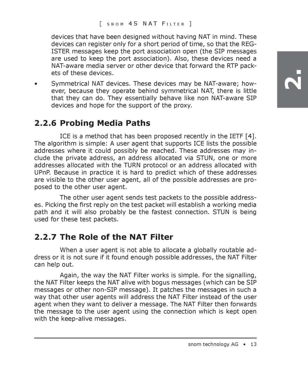 Snom 4S manual Probing Media Paths, Role of the NAT Filter 