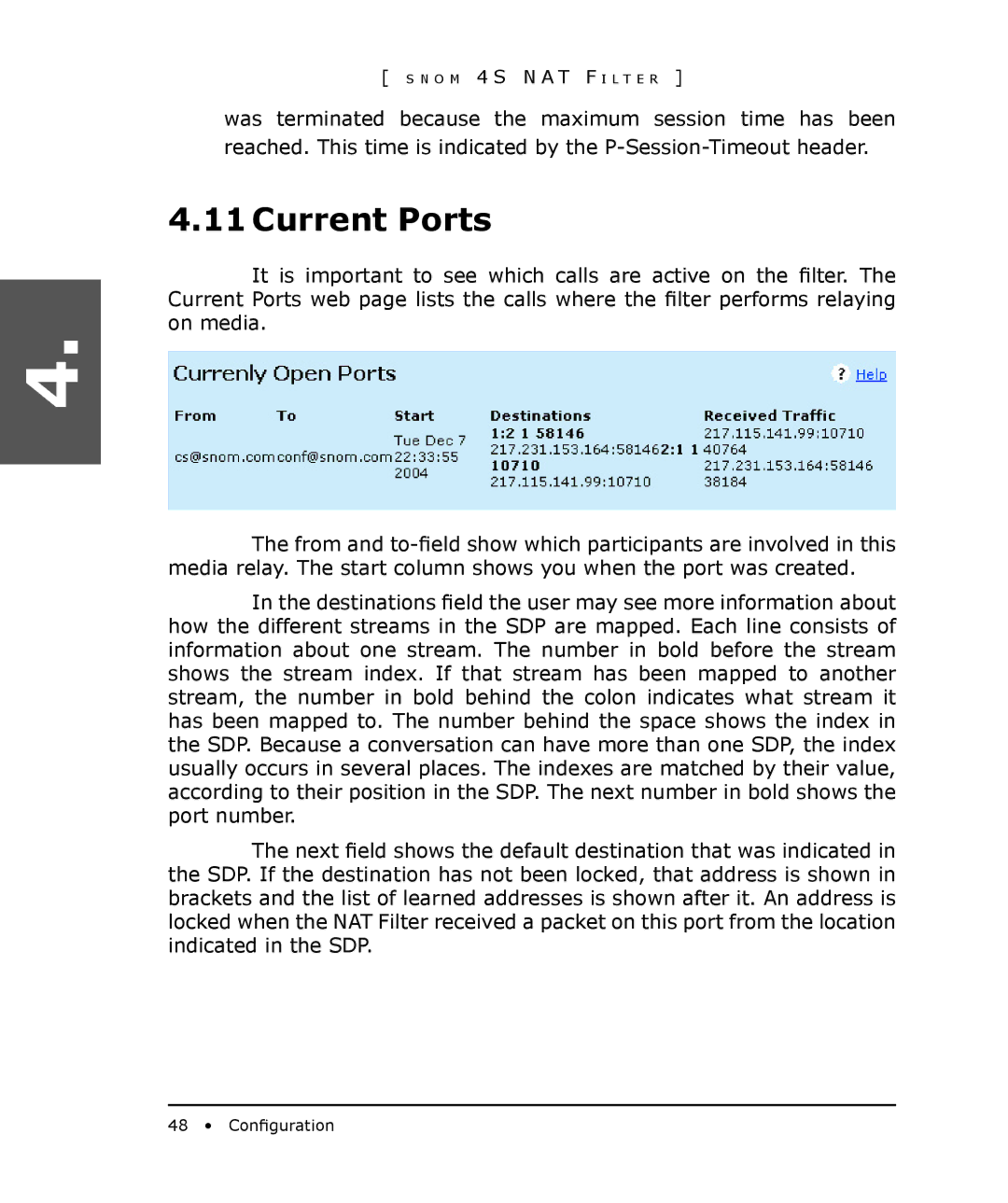 Snom 4S manual Current Ports 