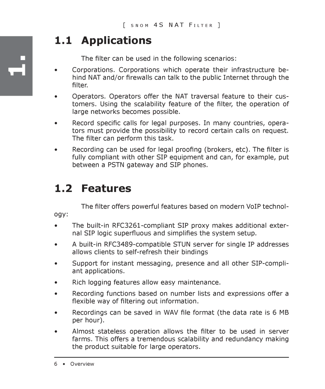 Snom 4S manual Applications, Features 