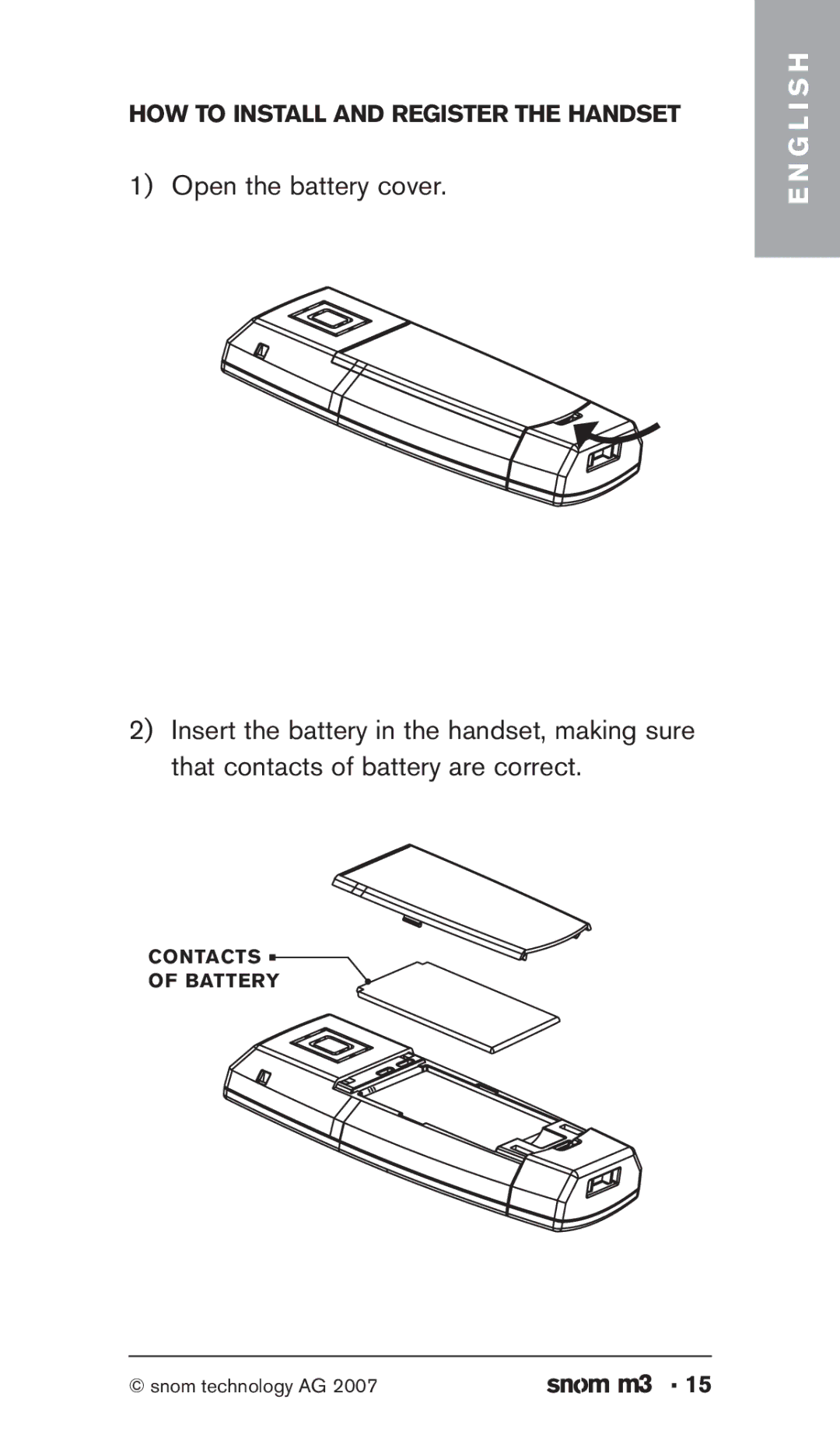 Snom M3 manual How to install and register the handset 