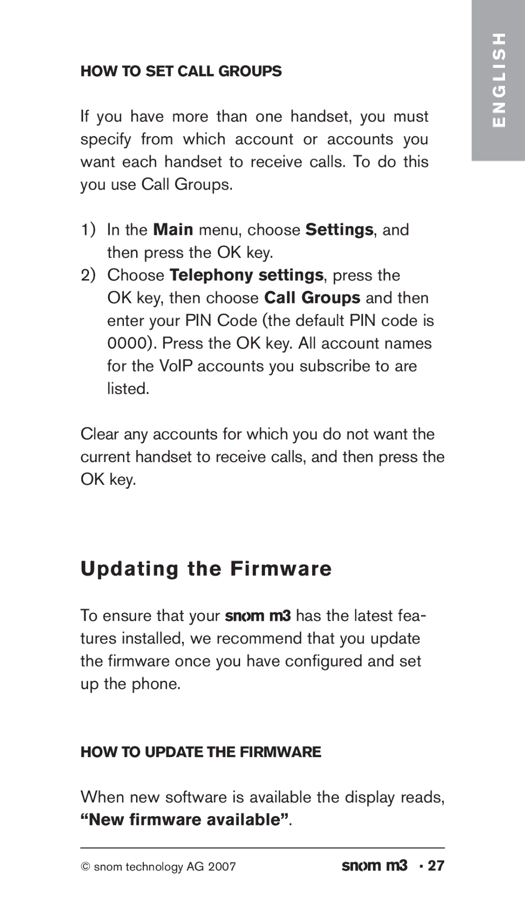 Snom M3 manual Updating the Firmware 