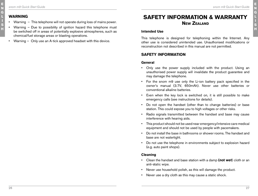 Snom M9 quick start Safety Information & Warranty 